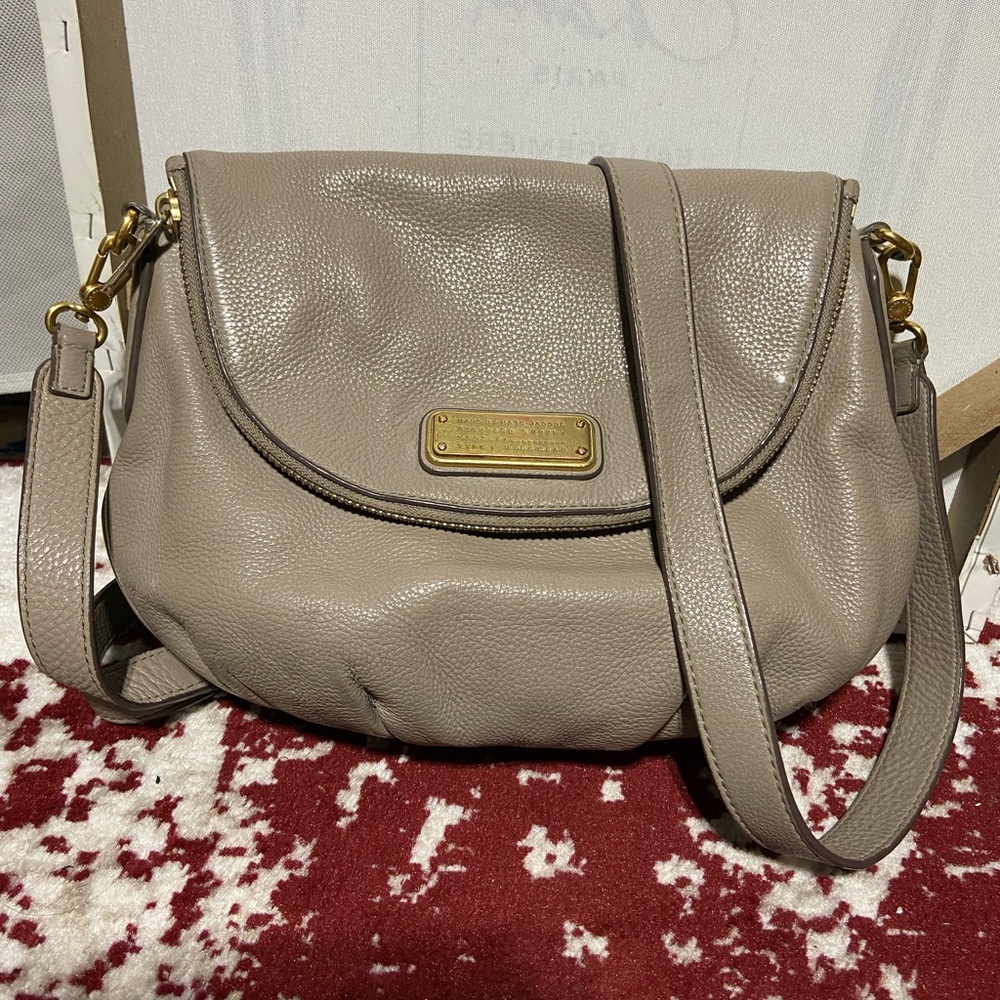 Marc by Marc Jacobs Taupe Leather Crossbody Bag, Classic Q Natasha